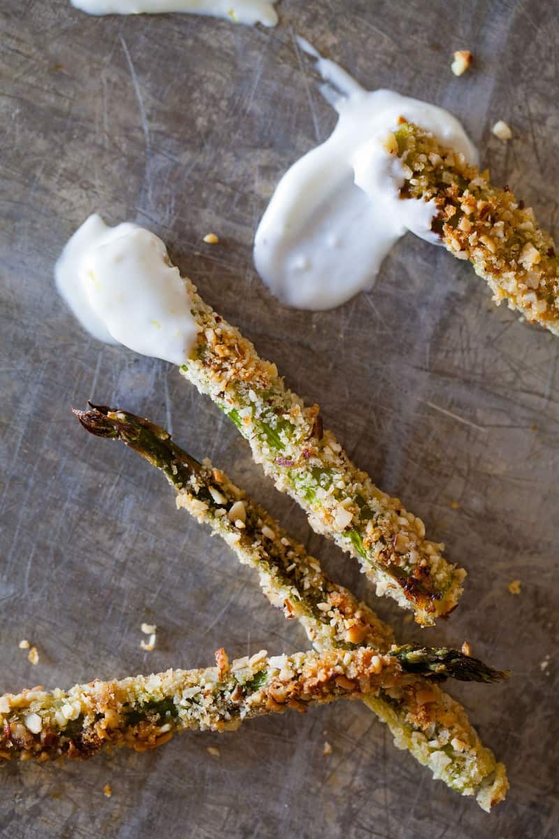 Baked Asparagus Fries Appetizer recipe Spoon Fork Bacon