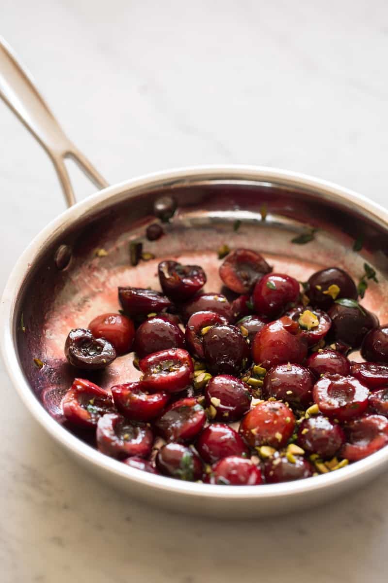 Grilled New York Steak with a Cherry Port Compote Spoon Fork Bacon