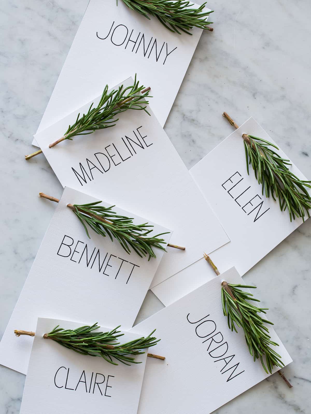 Rosemary Sprig Place Cards DIY Place Cards Spoon Fork Bacon