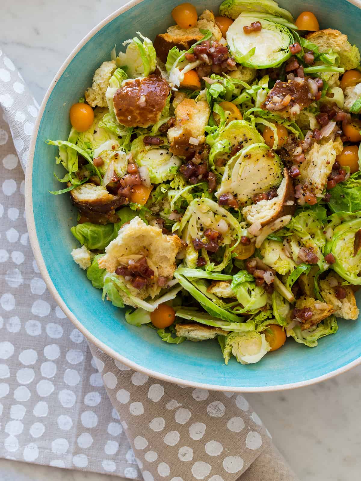 Shaved Brussels Sprouts Salad Salad Recipe Spoon Fork Bacon