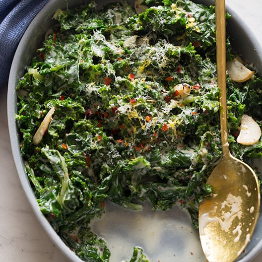 Creamed Kale Spoon Fork Bacon