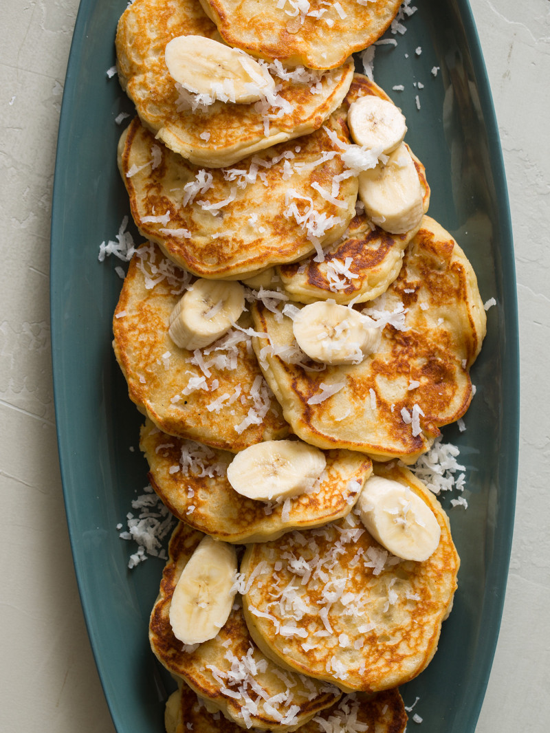 Coconut Banana Pancakes Spoon Fork Bacon