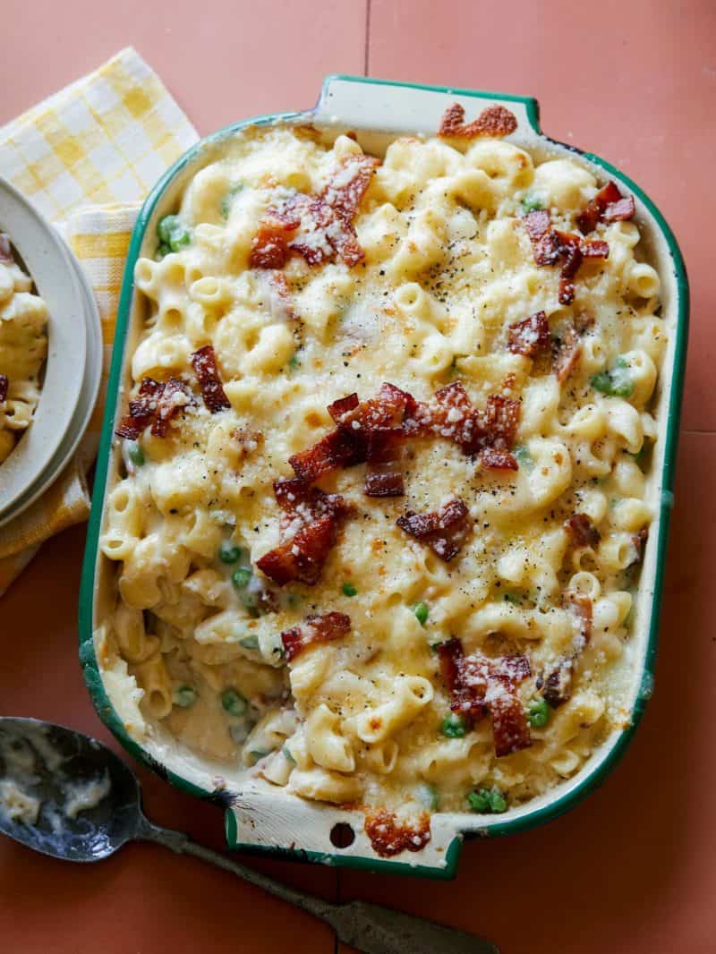 Creamy Baked Carbonara Mac and Cheese - Spoon Fork Bacon