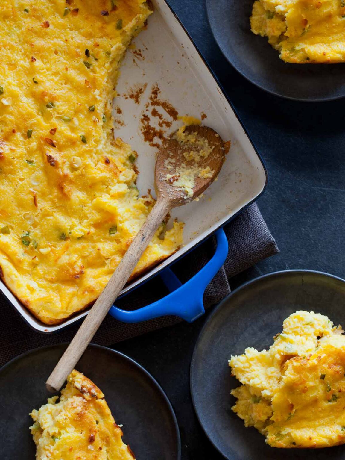 Jalapeño Cheddar Spoon Bread Side Dish recipe Spoon Fork Bacon