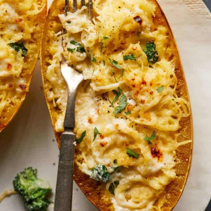 Spaghetti Squash and Broccoli Alfredo | Spoon Fork Bacon