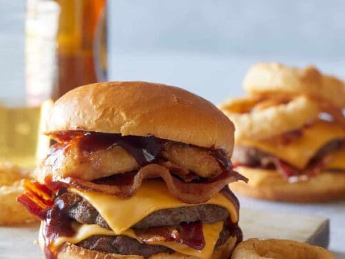 bacon cheeseburger and fries