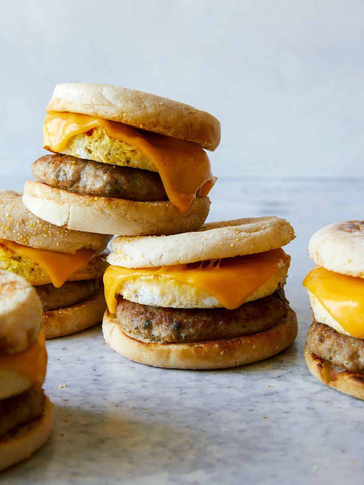 Sausage Egg and Cheese Breakfast Sandwiches - Simply Scratch
