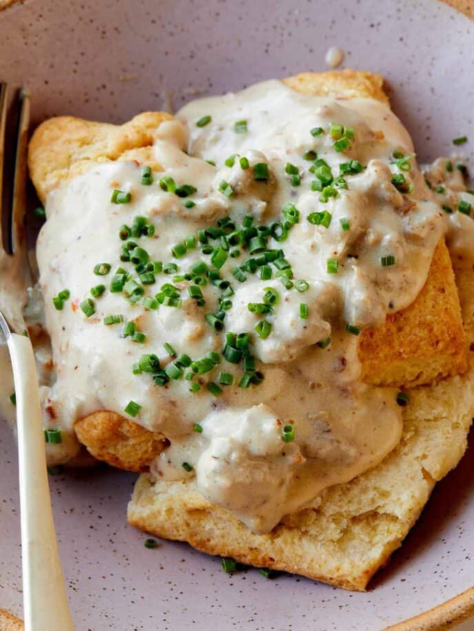 BEST Biscuits and Gravy Recipe | Spoon Fork Bacon