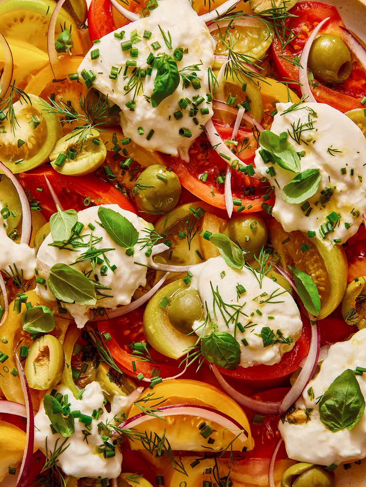 Tomato salad recipe up close. 