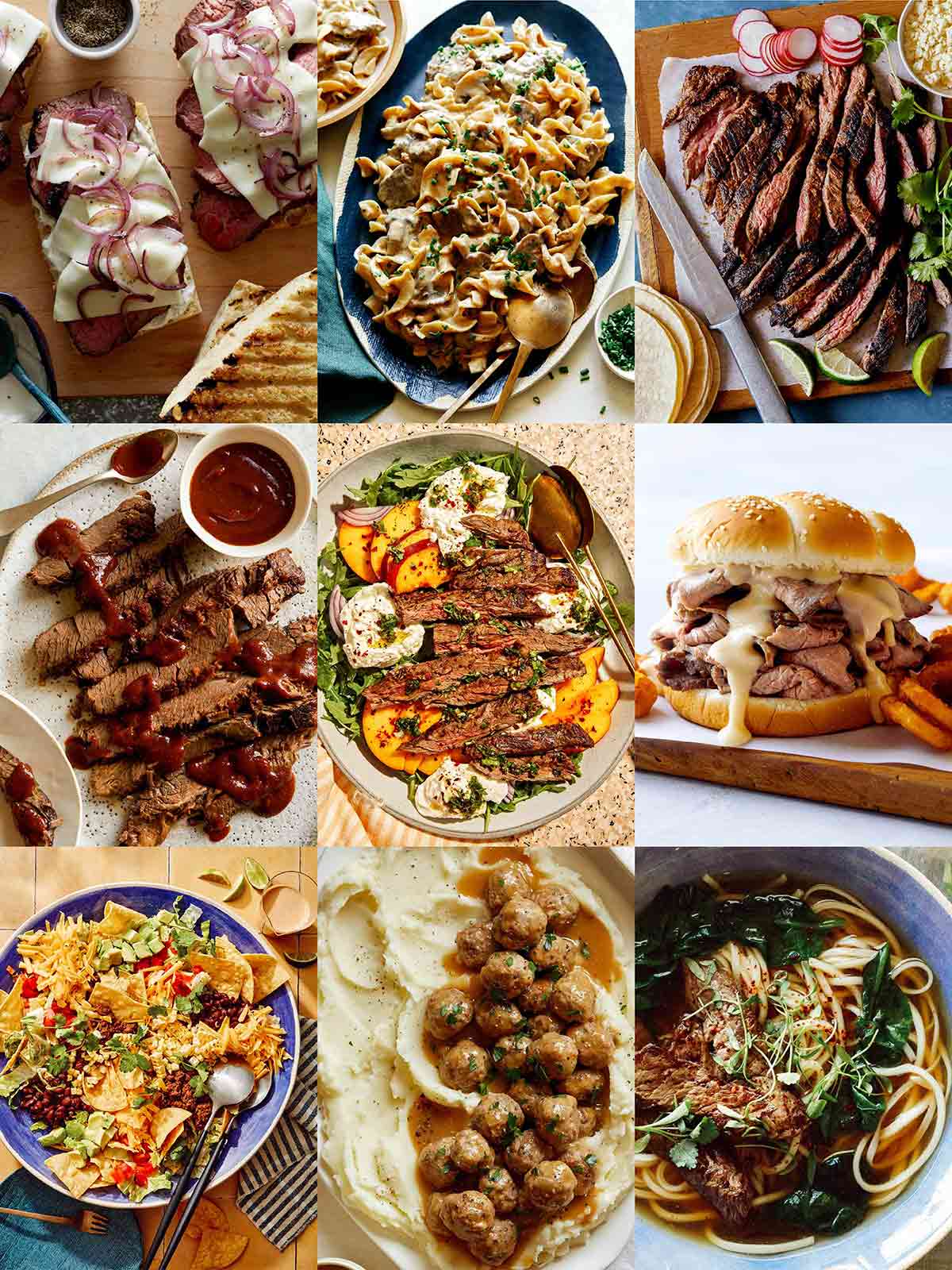 All of our very best beef recipes in a collage. 