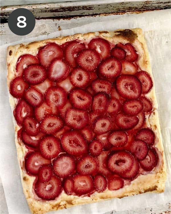 A simple strawberry tart out of the oven baked. 