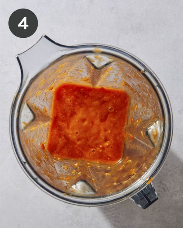 Fresh tomato sauce in a blender.