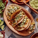 Vegetarian zucchini tacos on a platter ready to be served.