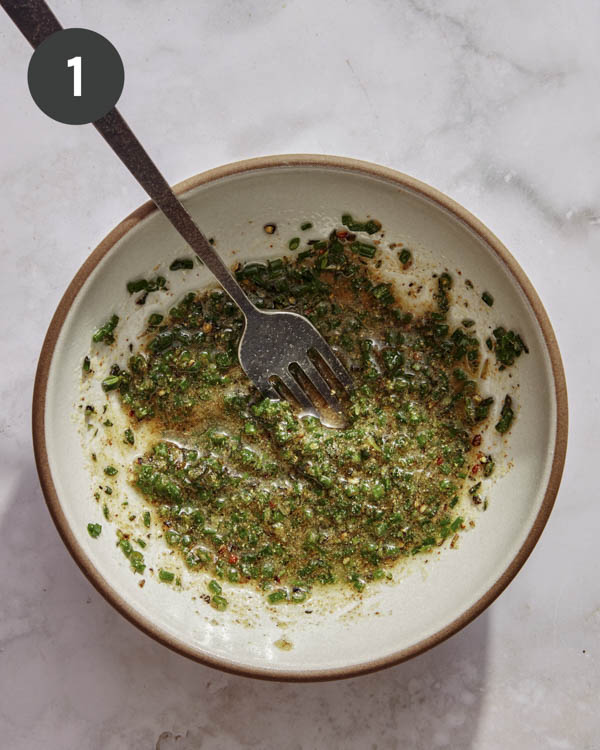 Pork chop marinade mixed in a bowl. 